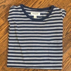 GOODTHREADS Men’s Navy Blue Striped Crewneck Short Sleeve Pocket T Shirt Sz XXL